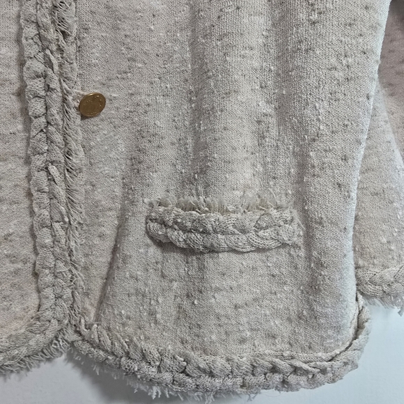 J. Crew Marled fringe-trim sweater lady jacket cream Preppy Neutral Quiet Luxury - Picture 7 of 12